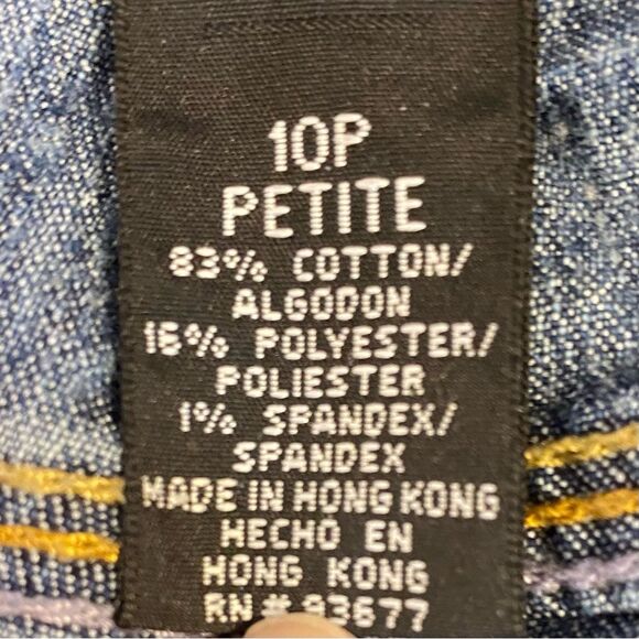 Mixit Light Wash Denim Jeans Size 10 Petite Peacock Design Cropped Mid Rise - Picture 9 of 10